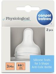Canpol babies Canpol babies, tetina anticolici din silicon pentru biberoane S-Shape, marime S (debit lent), 2 buc