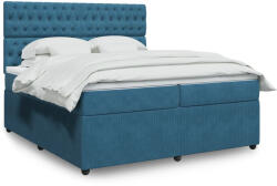 vidaXL sötétkék bársony rugós ágy matraccal 200x200 cm (3292440) - balena