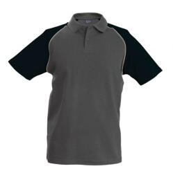 Kariban Férfi galléros póló Kariban KA226 Baseball - Short-Sleeved polo Shirt -3XL, Slate Grey/Black
