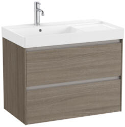Roca Ona két fiókos alsószekrény 80x46x64, 5 cm balos kerámia mosdóval, sötét szil A851692511 (A851692511)