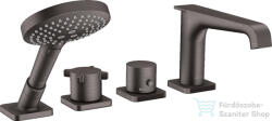 Hansgrohe AXOR CITTERIO 4 üléses peremre szerelhető termosztátos kádtöltő csaptelep, szálcsiszolt fekete króm 36411340 (36411340)