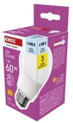 EMOS LED izzó Classic A60 / E27 / 7 W (60 W) / 806 lm / Hideg fehér (ZQ5E44)
