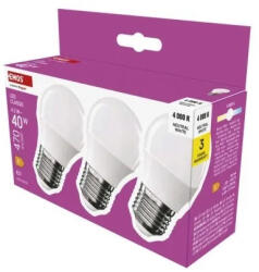 EMOS LED izzó Classic Mini Globe / E27 / 4, 2 W (40 W) / 470 lm / Természetes fehér (ZQ6E23-3)