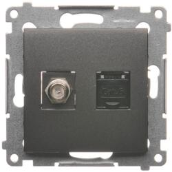 KONTAKT-SIMON Dugaszolóaljzat SAT "F" + RJ45 Simon 54 prémium modul antracit színű (17172)