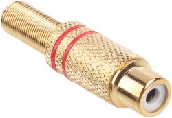 Cabletech RCA csatlakozó aljzat, arany, 2 csík piros GNI0069B (GNI0069B)