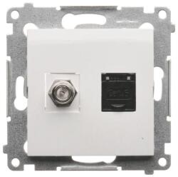 KONTAKT-SIMON Aljzat SAT "F" + RJ45 Simon 54 prémium modul fehér (16243)