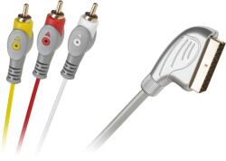 Cabletech Euro-3RCA kábel 1, 5 m ezüst könnycsepp buborékcsomagolásban (KPO3418-1.5)
