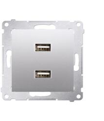 KONTAKT-SIMON CONTACT-SIMON Dupla USB aljzat Simon 54 prémium modul ezüst DC2USB, 01/43 (16251)