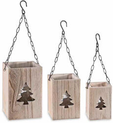 Decorer Set 3 felinare Craciun 15x15x51 cm, 12.5x12.5x43 cm, 10x10x38 cm (A51.56.50)