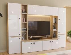  Холна секция Smart L290 дъб небраска и бяло супер гланц