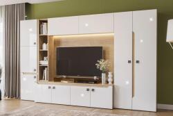  Холна секция Smart L324 дъб небраска и бяло супер гланц