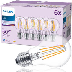 Philips Set de 6x becuri LED clasic 60W A60 E27 CW CLND 6CT/4 EC