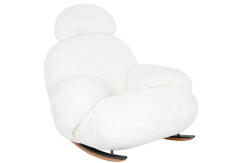 King Home Plush Fur Fehér Teddy Hintaszék Tölgyfa Talppal (KHM-KH0101009575)