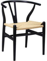 King Home Wishbone Bükkfa Szék Természetes Rostfonással Fekete (KHM-KH1501100118)