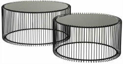 KARE Design KARE Wire Fekete Üveglapos Drótvázas Dohányzóasztal Szett (KHM-79577)