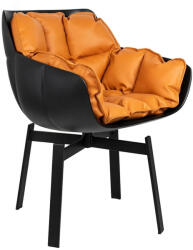 King Home Shiba Forgószék Üvegszálas Műbőr Fekete-Konyak Modern (KHM-JH-B11-1)