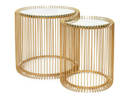 KARE Design KARE Wire Réz Dohányzóasztal Szett Üveglappal (KHM-83457)