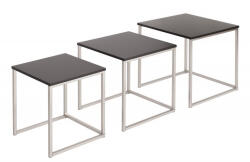 Invicta New Elements Fekete MDF Egymásba Tolható Asztalszett Króm Vázzal (KHM-37116) - prodis