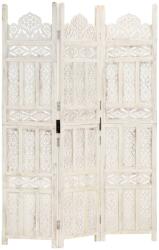 vidaXL Paravan cameră sculptat manual 3 panouri alb 120x165 cm mango (285318)