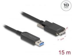 Delock aktív optikai kábel USB 10 Gbps-A apa > USB 10 Gbps Micro-B, csavarokkal ellátott 15 m (83217) (83217) - aqua