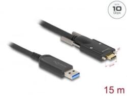 Delock aktív optikai kábel USB 10 Gbps-A apa - USB Type-C apa csatlakozó csavarokkal az oldalain, 15m (83208)