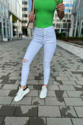 Victoria Moda Gombos farmernadrág - Fehér- S (2608JAN_02_02)