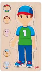 Goki Puzzle educativ din lemn Goki - Anatomie ascunsă, fată (57361)