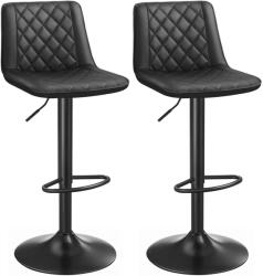 SONGMICS 2db bárszék, Vasagle, 47 x 51 x 88, 5-109, 5 cm, állítható magasságú, vas/ökológiai bőr, fekete (EZ-LJB073B01)