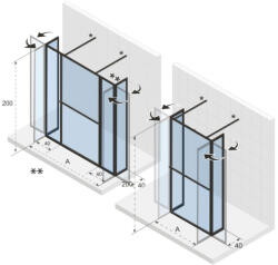 RIHO LUCID 404 SWING zuhanykabin transparent üveggel 185x40x200cm Matt fekete G005069121 KÉRJE EGYEDI ÁRAJÁNLATUNKAT! (g005069121)