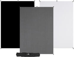 Westcott X-Drop 3 Darabos Szövet Háttér Készlet - Fotó-Stúdió Háttér - 150cm x 210cm (fekete/fehér/szürke) (615K)