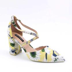 Zibra Pantofi eleganti de dama , cu imprimeu floral si barete incrucisate Z3054-WHITE (Z3054-WHITE_1124)