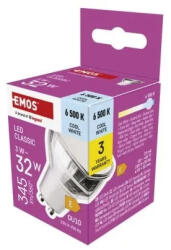 EMOS LED izzó Classic MR16 ezüst/ GU10 / 3 W (32 W) / 345 lm / Hideg fehér (ZQ8E19)
