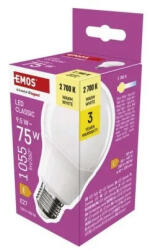 EMOS LED izzó Classic A60 / E27 / 9, 5 W (75 W) / 1055 lm / meleg fehér (ZQ5E51)