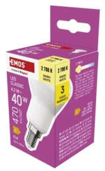 EMOS LED izzó Classic R50 / E14 / 4, 2 W (40 W) / 470 lm / Meleg fehér (ZQ7E21)