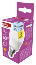 EMOS LED izzó Classic Mini Globe / E14 / 6, 5 W (60 W) / 806 lm / Hideg fehér (ZQ1E44)
