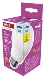 EMOS LED izzó Classic A60 / E27 / 9, 5 W (75 W) / 1055 lm / Hideg fehér (ZQ5E54)