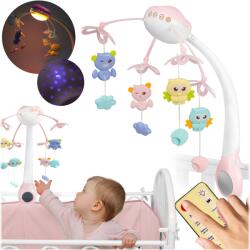 RicoKids Gyermek körhinta a kiságy felett RK-813 rózsaszín projektorral (781301)
