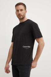 Calvin Klein pamut póló fekete, férfi, nyomott mintás, K10K113102 - fekete M