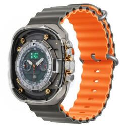 DEVIA DELUXE SPORT6 pótszíj (egyedi méret, kicsi, szilikon, állítható, hullám) SZÜRKE/NARANCSSÁRGA Apple Watch Series 5 40mm, Watch Series 4 40mm, Watch Series 3 38mm (GP-160661)