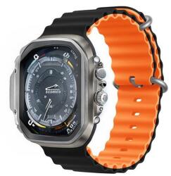 DEVIA DELUXE SPORT6 pótszíj (egyedi méret, kicsi, szilikon, állítható, hullám) FEKETE/NARANCSSÁRGA Apple Watch Series 5 40mm, Watch Series 4 40mm, Watch Series 3 38mm (GP-160663)
