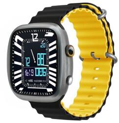 DEVIA DELUXE SPORT6 pótszíj (egyedi méret, kicsi, szilikon, állítható, hullám) FEKETE/CITROMSÁRGA Apple Watch Series 5 40mm, Watch Series 4 40mm, Watch Series 3 38mm (GP-160662)