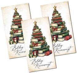  Nyomtatott dekorkarton - Boldog karácsonyt könyv fenyő 3db/csomag - kosarbolt