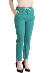 Pantaloni Chic Pantaloni Dama Din Panza Topita Bumbac Cu Siret In Talie, Verzi