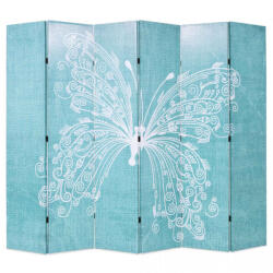 vidaXL Paravan cameră pliabil, albastru, 228 x 170 cm, fluture (245888)