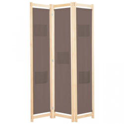 vidaXL Paravan de cameră cu 3 panouri, maro, 120x170x4 cm, textil (248179)