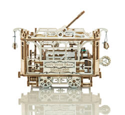 Wooden City Tramvai de Oras din Lemn cu Sine, Model de Lemn (DJRVGBMBM)