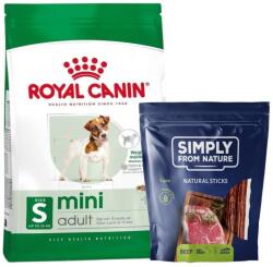 Royal Canin Mini Adult 8kg hrana uscata pentru caini adulti, rase mici + SIMPLY FROM NATURE Sticks vita pentru caini, 3 buc