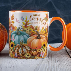 Deconline Customs Őszi mintás bögre "Csak egy lány aki szereti az őszt" Narancssárga (DO126155-ORANGE-MUG)