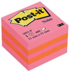 3M Notite adezive roz minicub Post-It 51 mm x 51 mm 400 file/cub 3M 2051-P (2051-P)