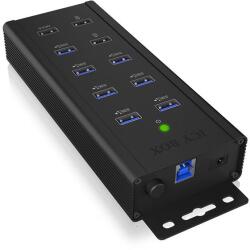 RaidSonic IcyBox IB-Hub -1703-QC3 USB 3.0 Hub - 7+3 Port, Fekete